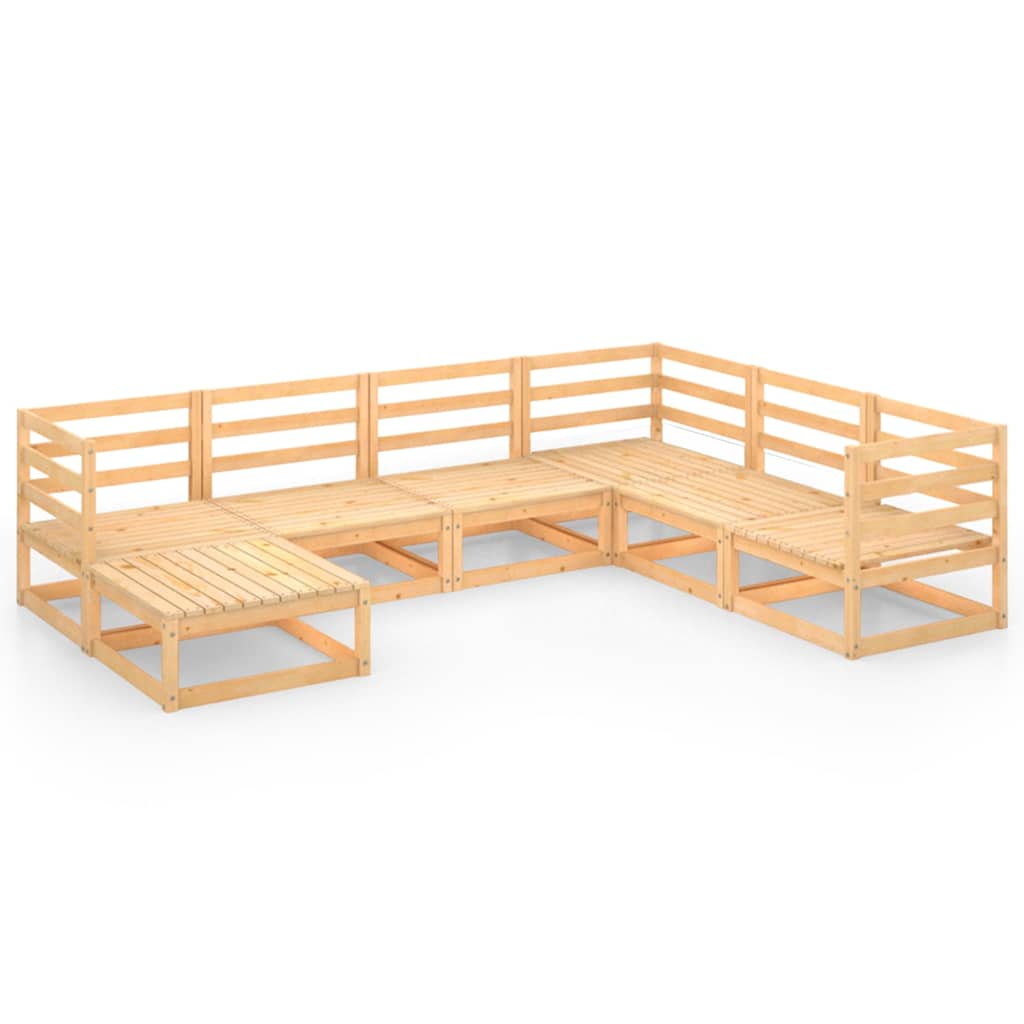 Set Divani da Giardino 7 pz in Legno Massello di Pino