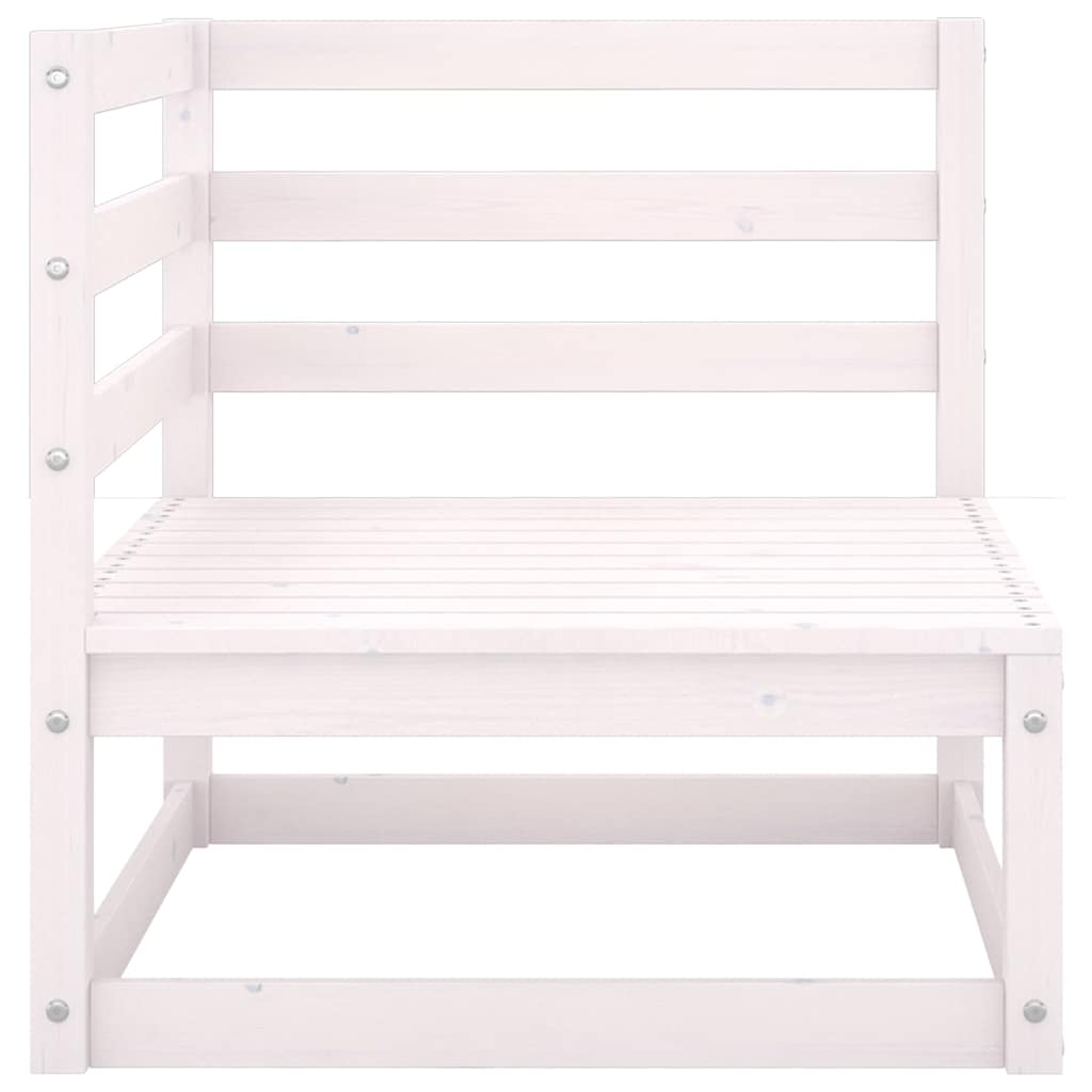 Set Divani da Giardino 7 pz Bianchi in Legno Massello di Pino