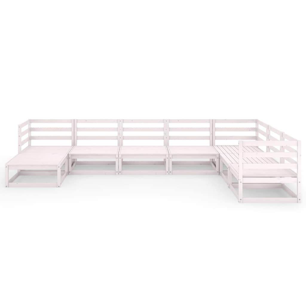Set Divani da Giardino 8 pz Bianchi in Legno Massello di Pino