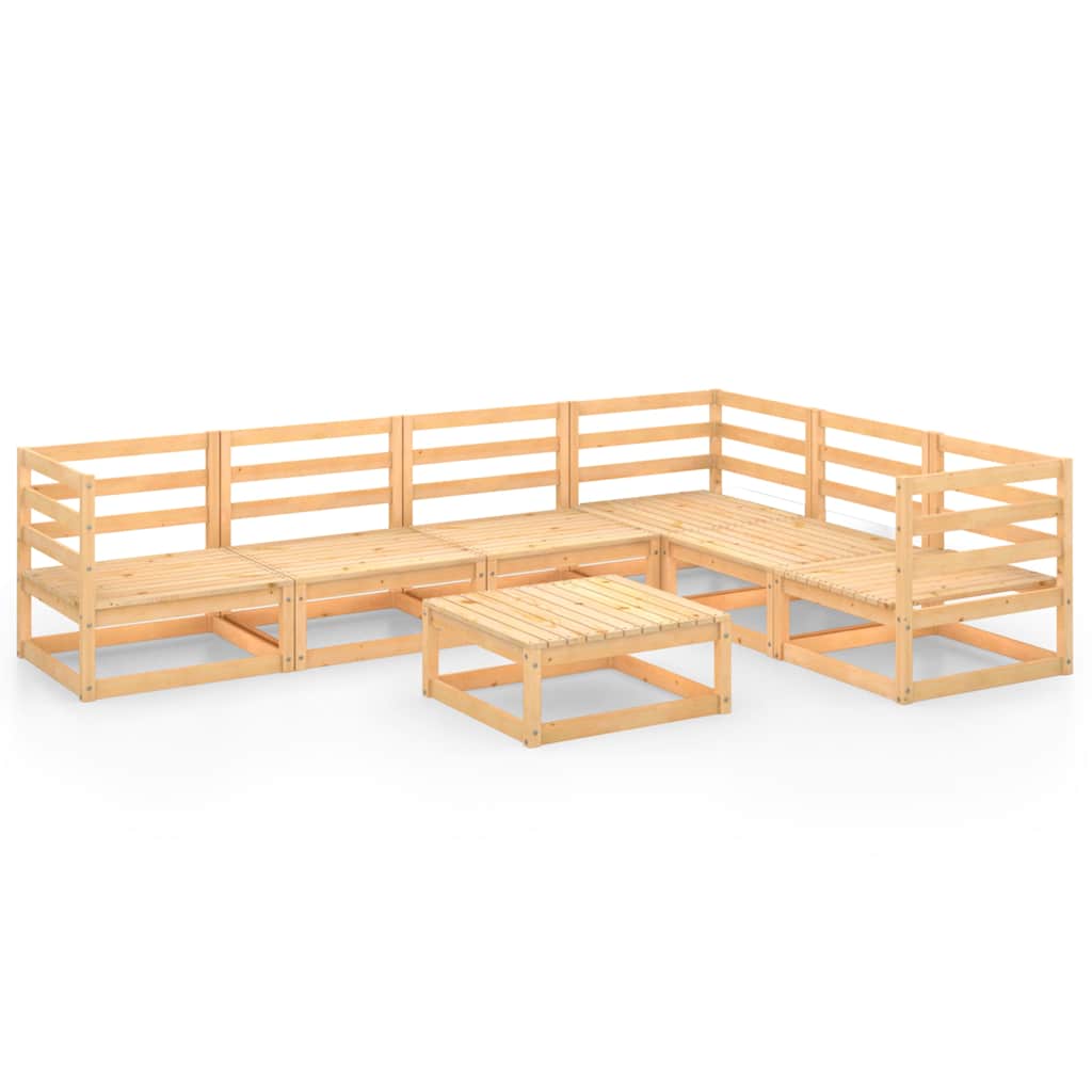 Set Divani da Giardino 7 pz in Legno Massello di Pino