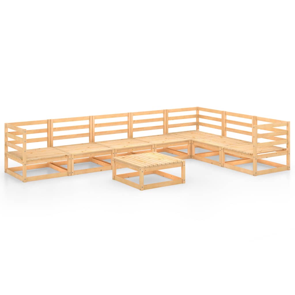Set Divani da Giardino 8 pz in Legno Massello di Pino