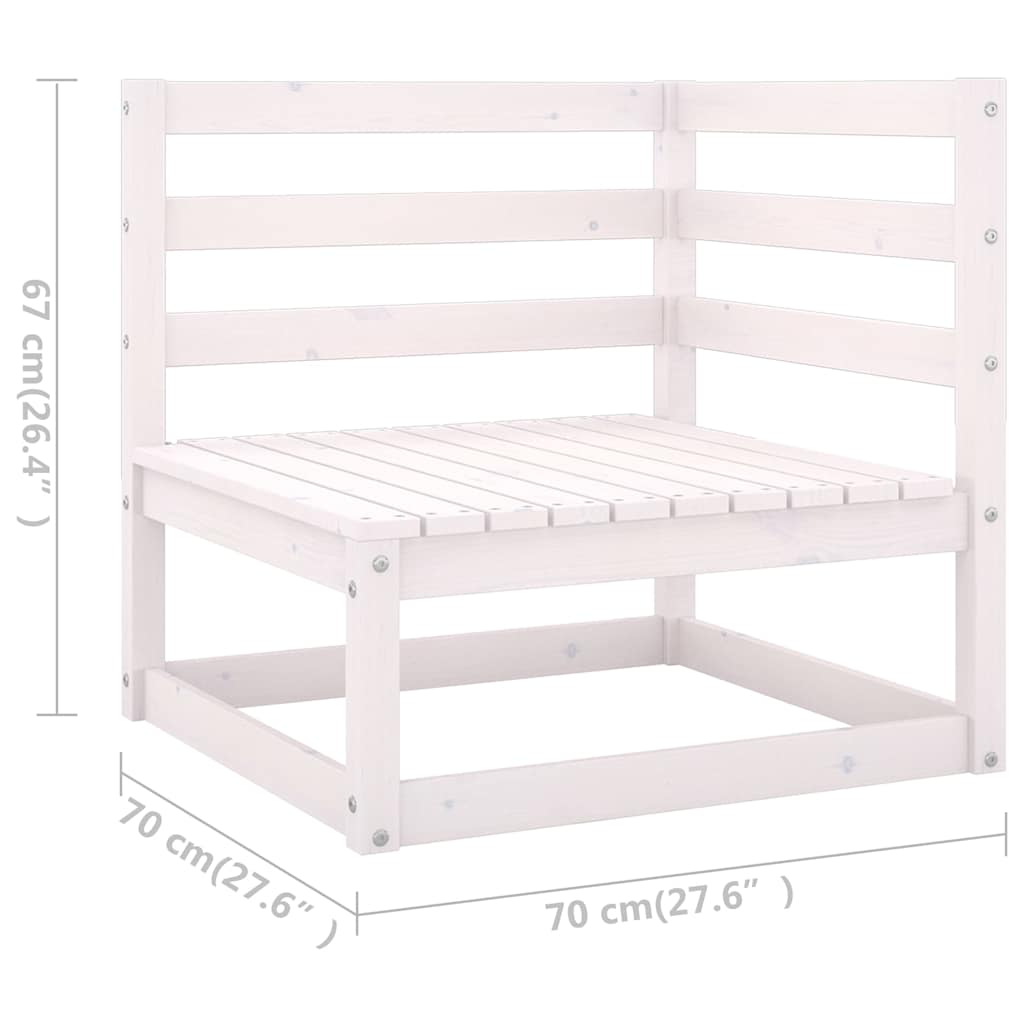 Set Divani da Giardino 8 pz Bianchi in Legno Massello di Pino