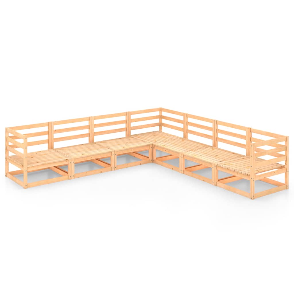 Set Divani da Giardino 7 pz in Legno Massello di Pino
