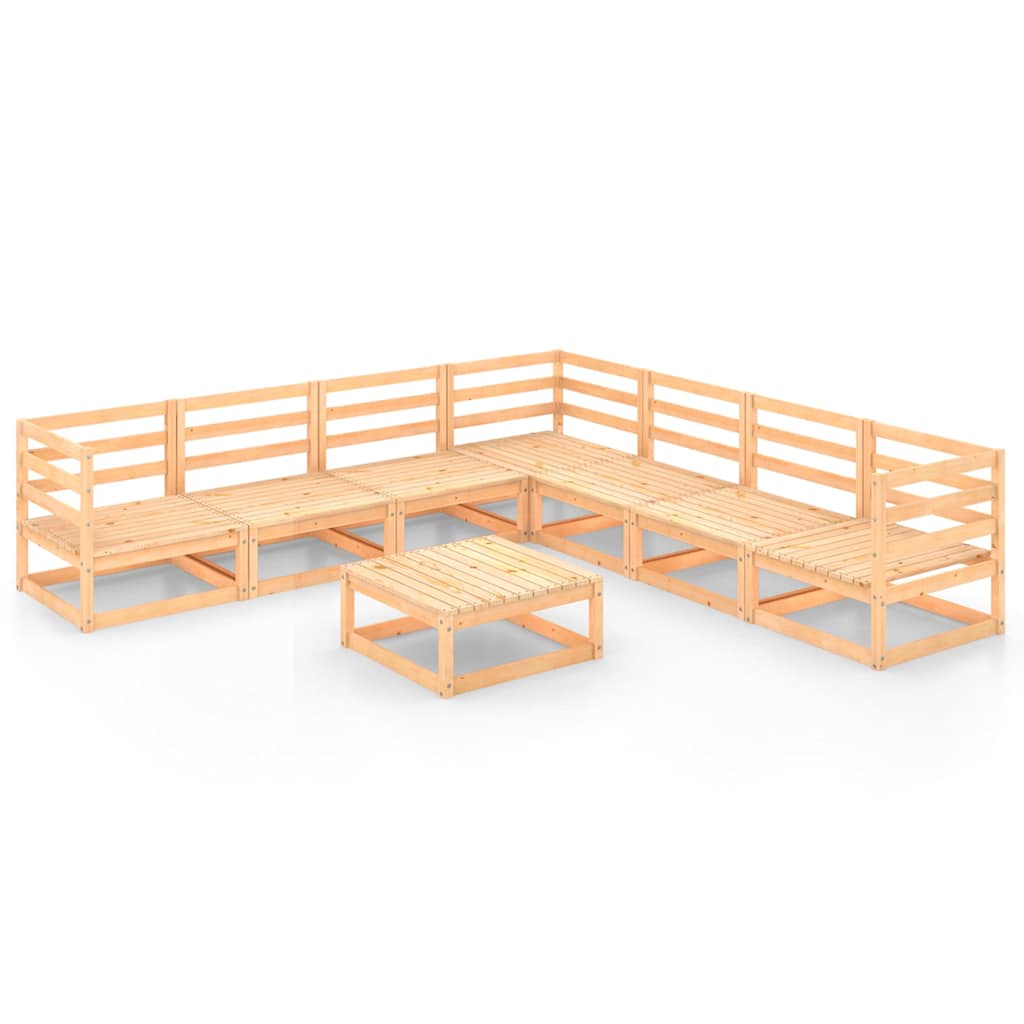 Set Divani da Giardino 8 pz in Legno Massello di Pino