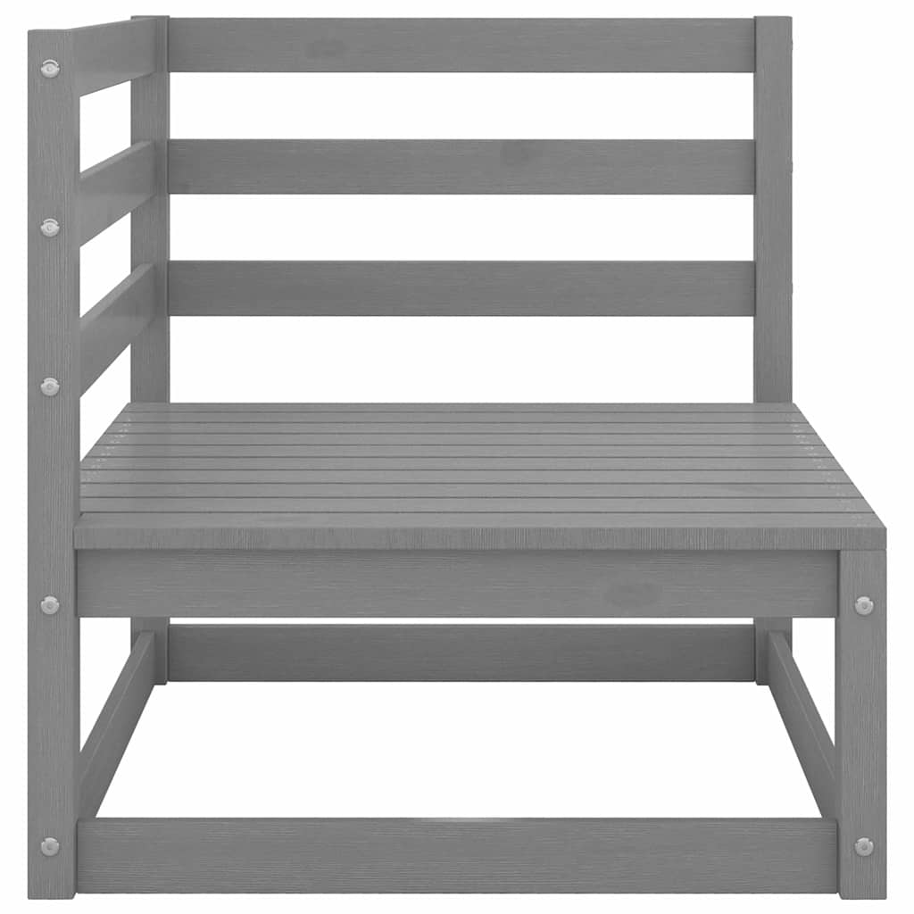 Set Divani da Giardino 8 pz Grigi in Legno Massello di Pino