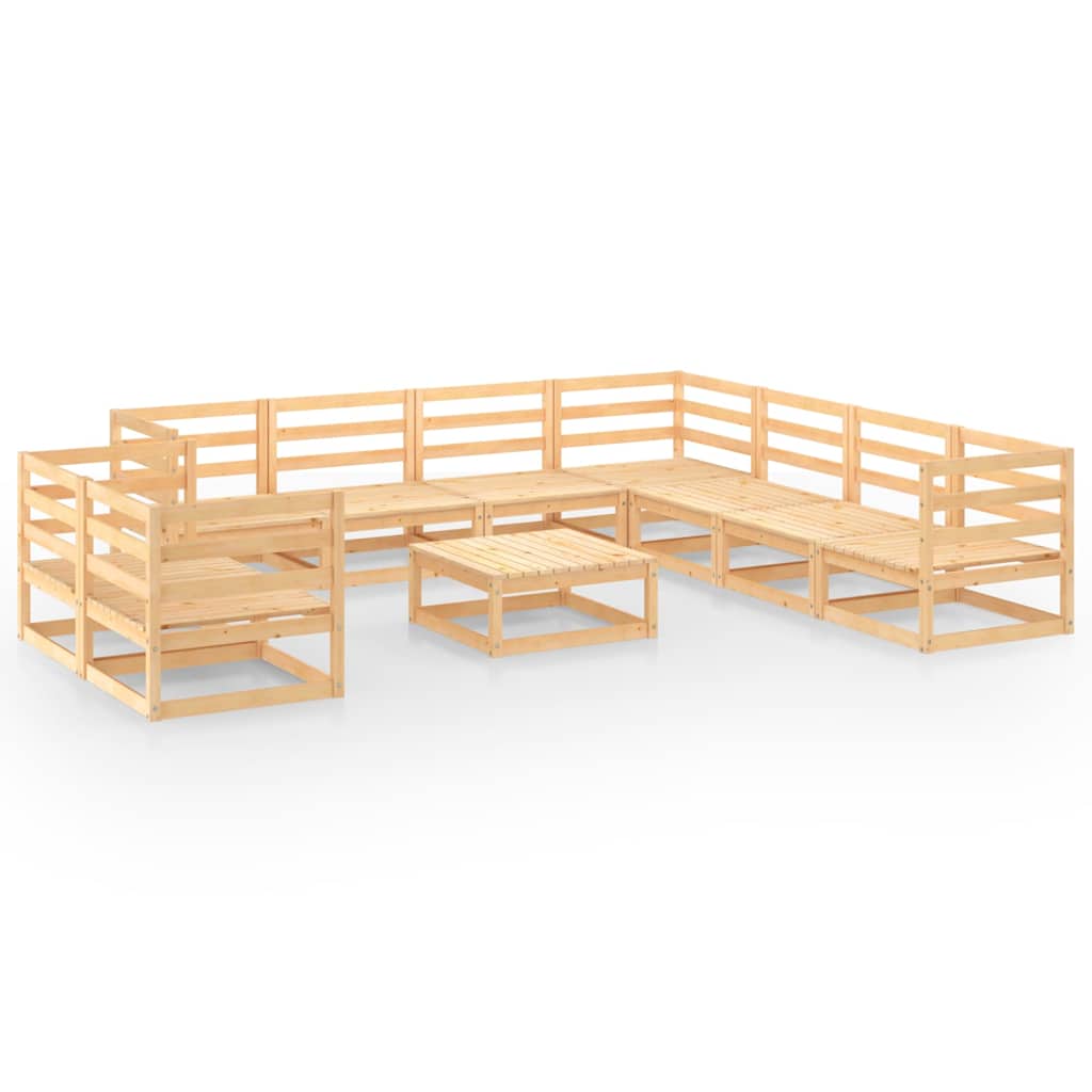 Set Divani da Giardino 10 pz in Legno Massello di Pino