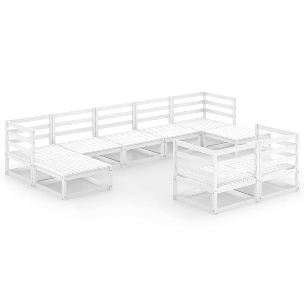 Set Divani da Giardino 9 pz in Legno Massello di Pino