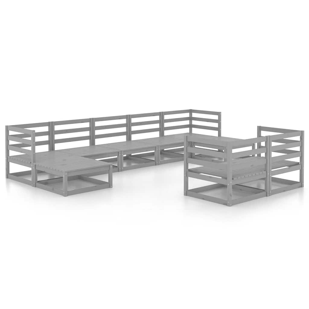 Set Divani da Giardino 9 pz in Legno Massello di Pino
