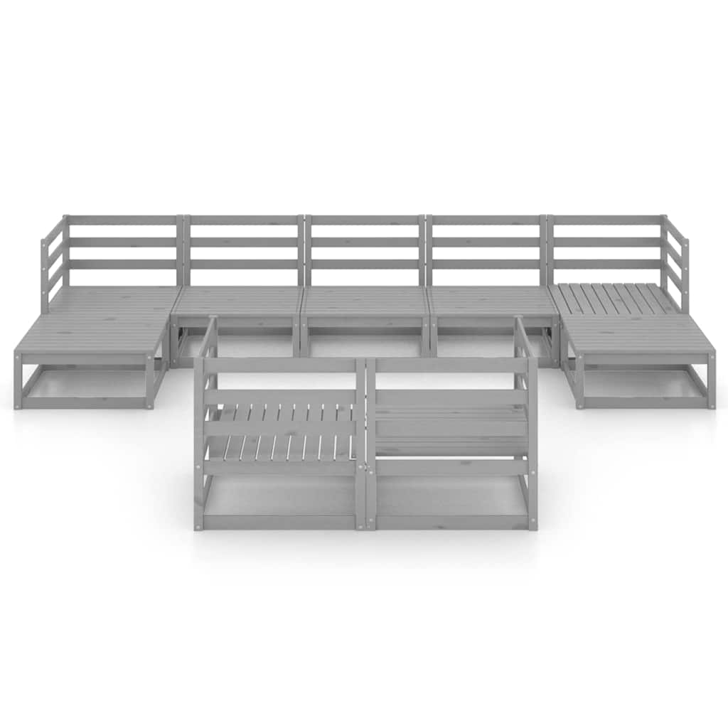 Set Divani da Giardino 9 pz in Legno Massello di Pino