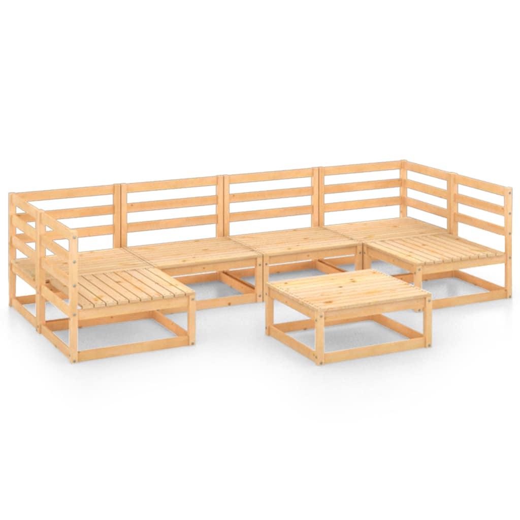 Set Divani da Giardino 7 pz in Legno Massello di Pino