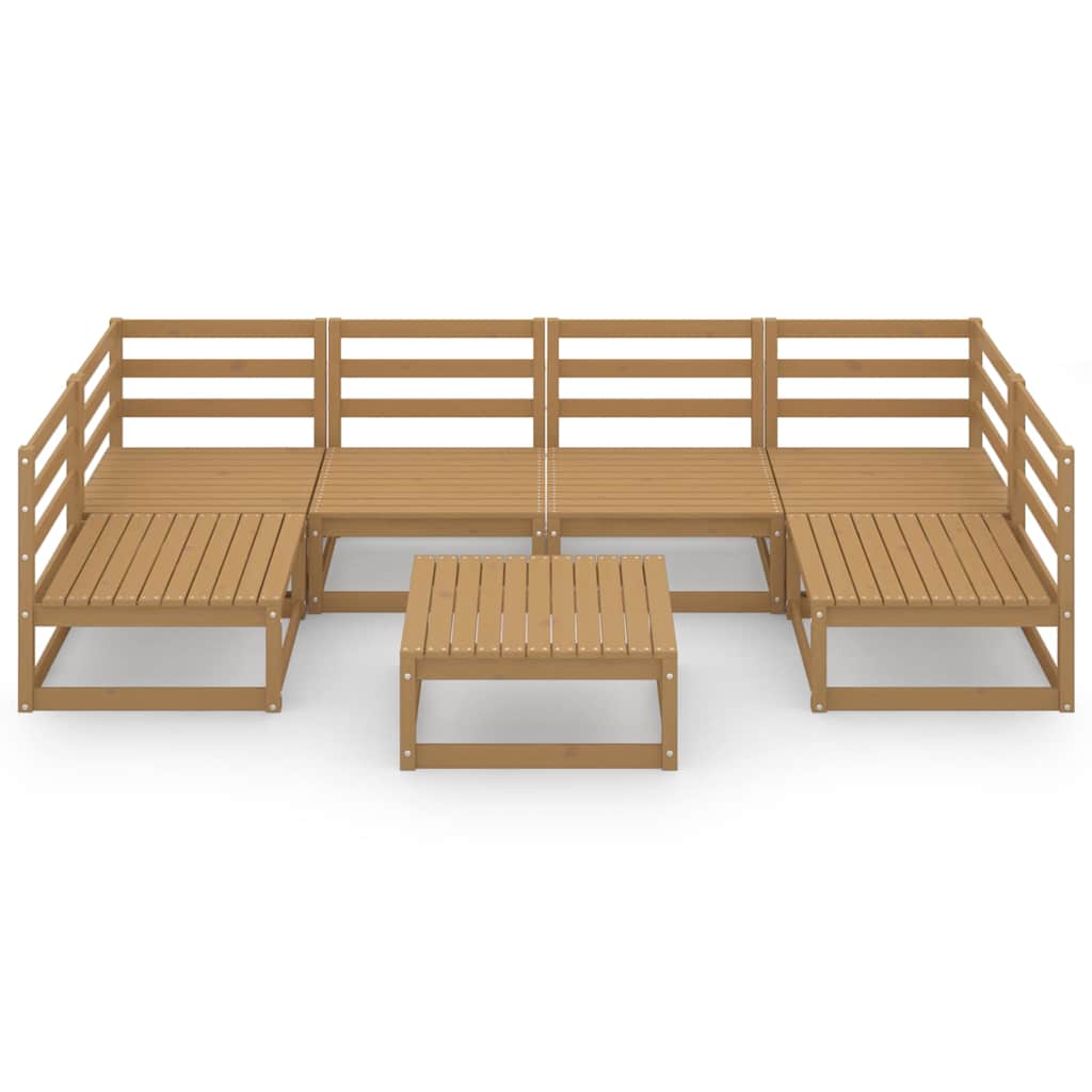 Set Divani da Giardino 7 pz in Legno Massello di Pino