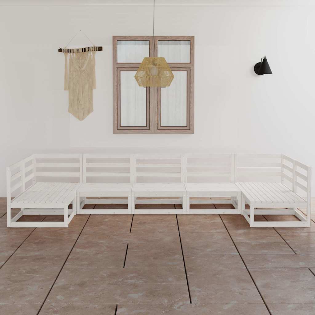 Set Divani da Giardino 7 pz in Legno Massello di Pino