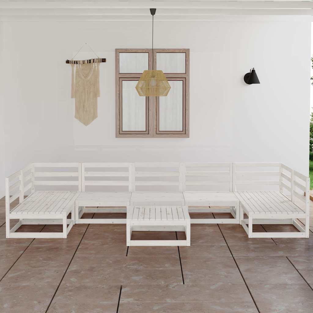 Set Divani da Giardino 8 pz in Legno Massello di Pino