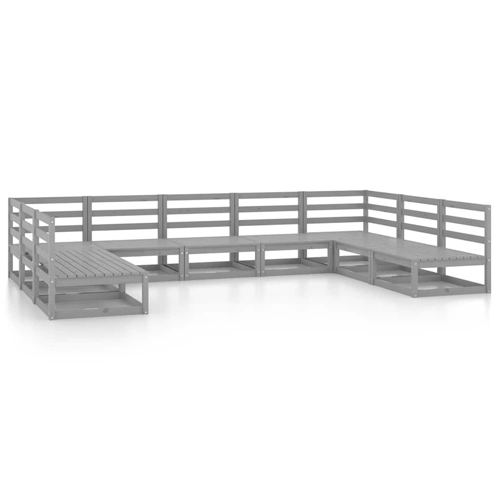 Set Divani da Giardino 9 pz in Legno Massello di Pino