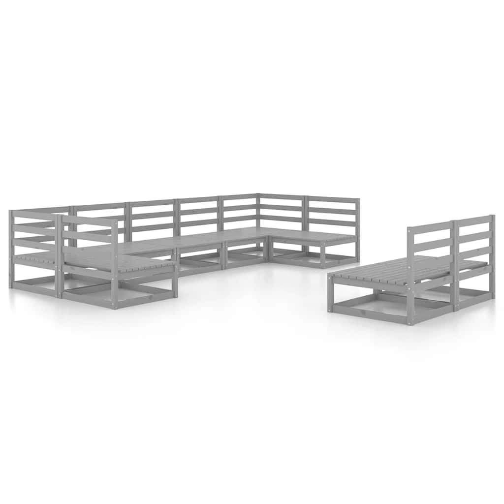 Set Divani da Giardino 9 pz in Legno Massello di Pino