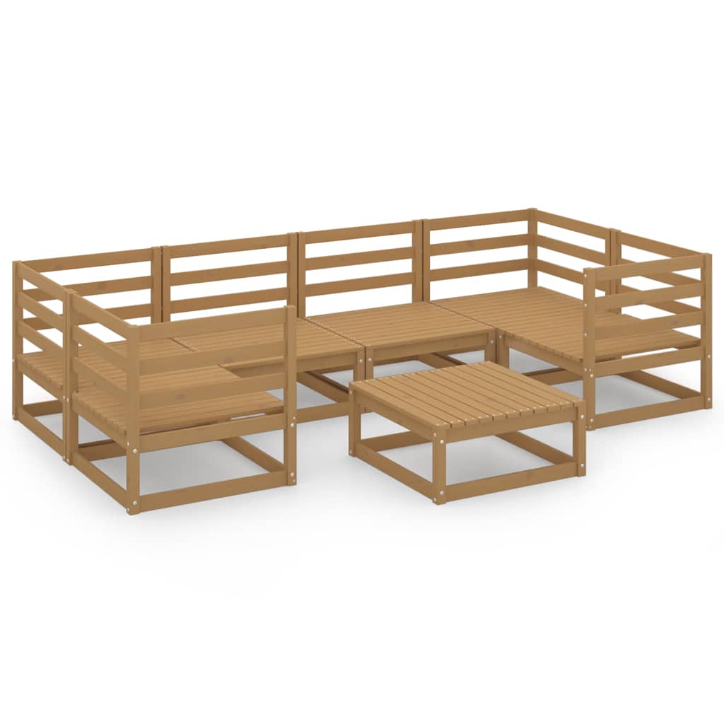 Set Divani da Giardino 7 pz in Legno Massello di Pino
