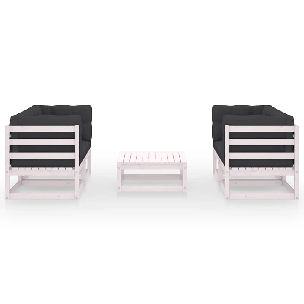 Set Divani da Giardino 5 pz con Cuscini Legno Massello di Pino