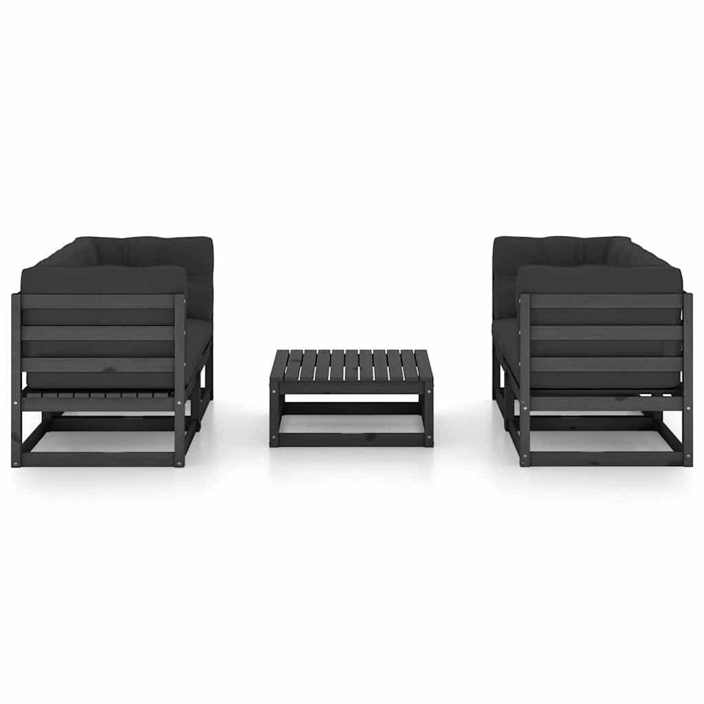 Set Divani da Giardino 5 pz con Cuscini Legno Massello di Pino