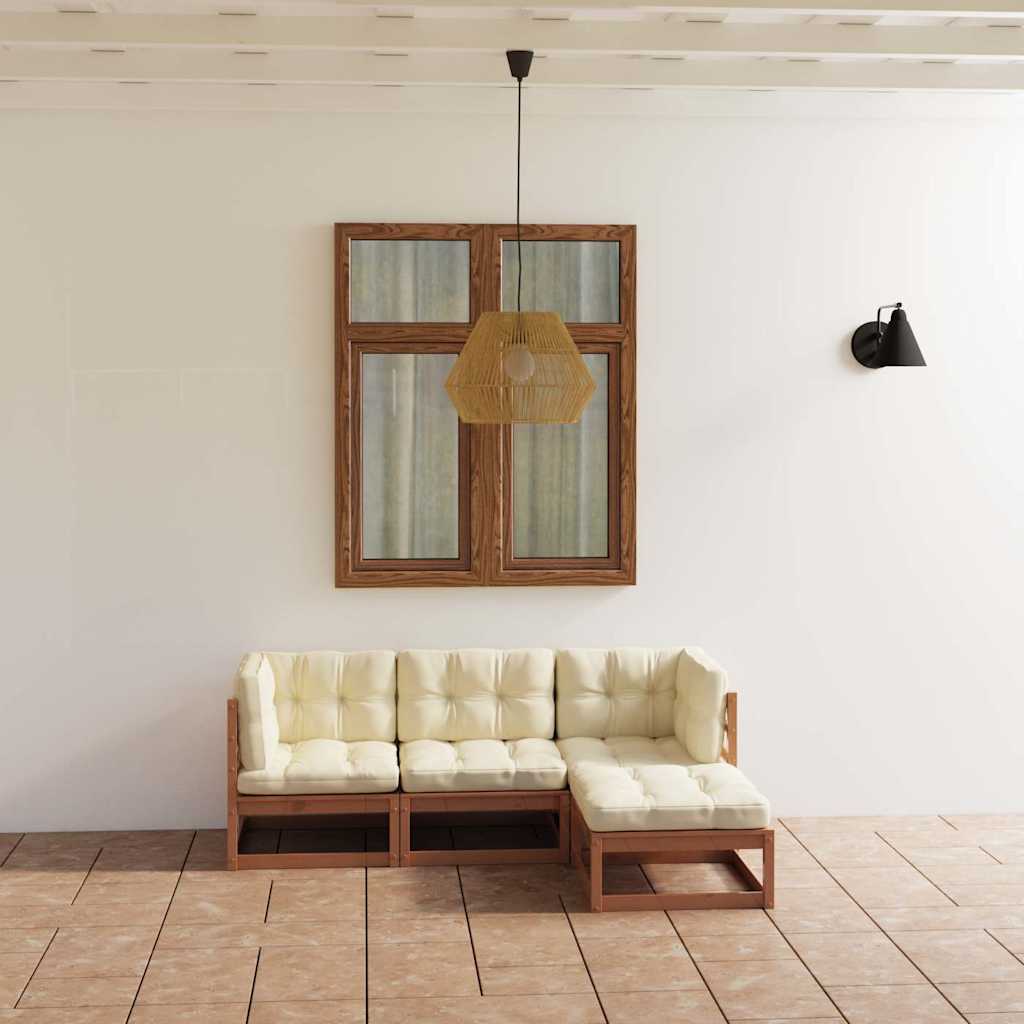 Set Divani da Giardino 4 pz con Cuscini Legno Massello Pino