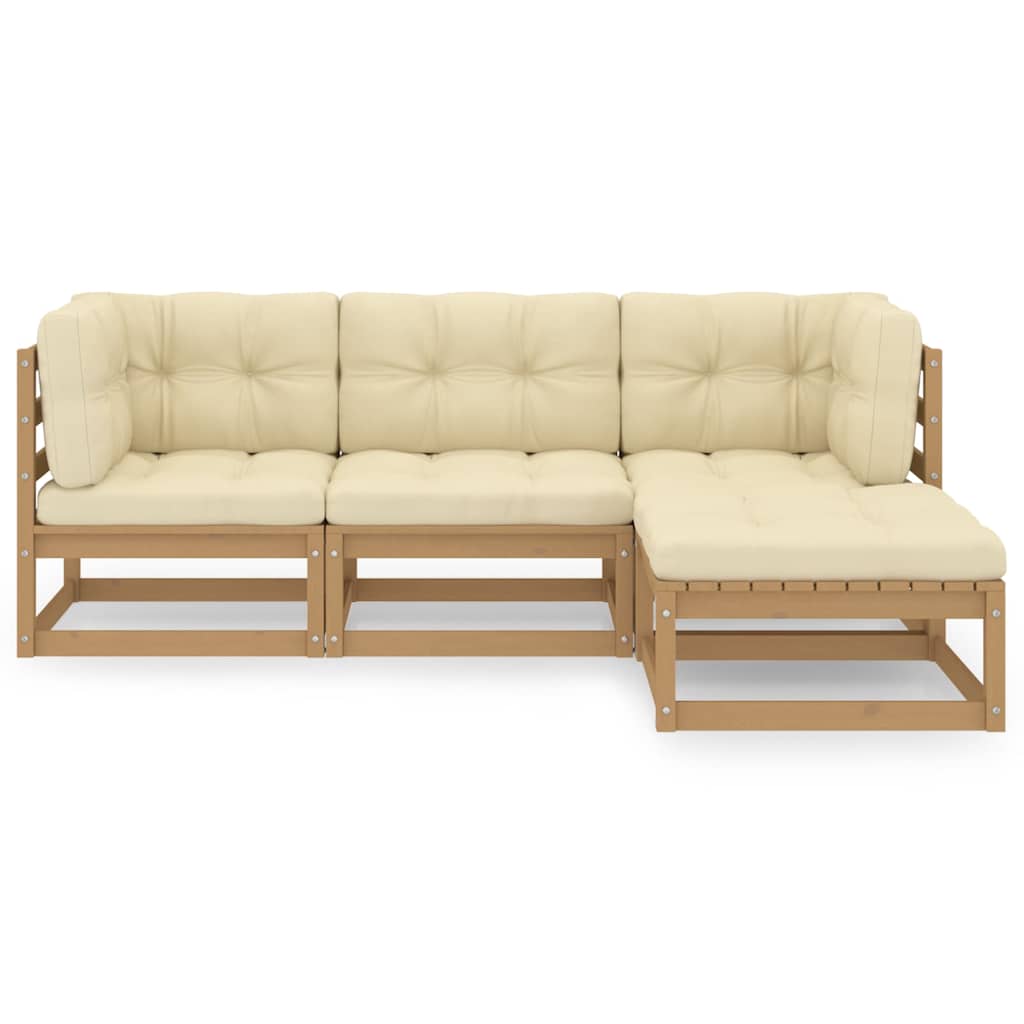 Set Divani da Giardino 4 pz con Cuscini Legno Massello Pino