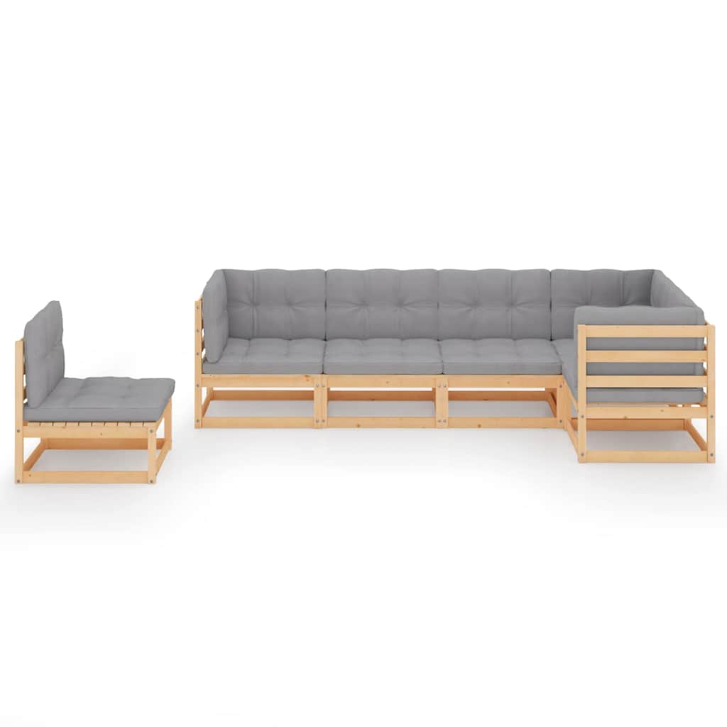 Set Divani da Giardino 6 pz con Cuscini Legno Massello di Pino