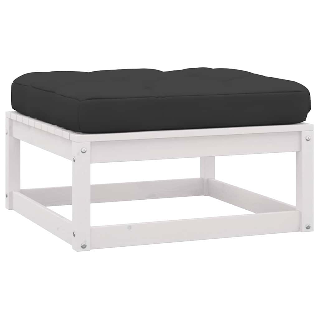 Set Salotto Giardino 7pz con Cuscini Bianco Legno Massello Pino