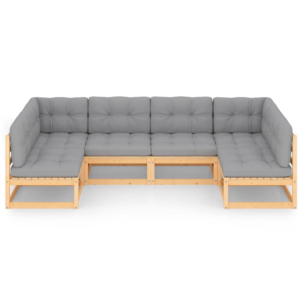 Set Divani Giardino 6 pz con Cuscini in Legno Massello di Pino