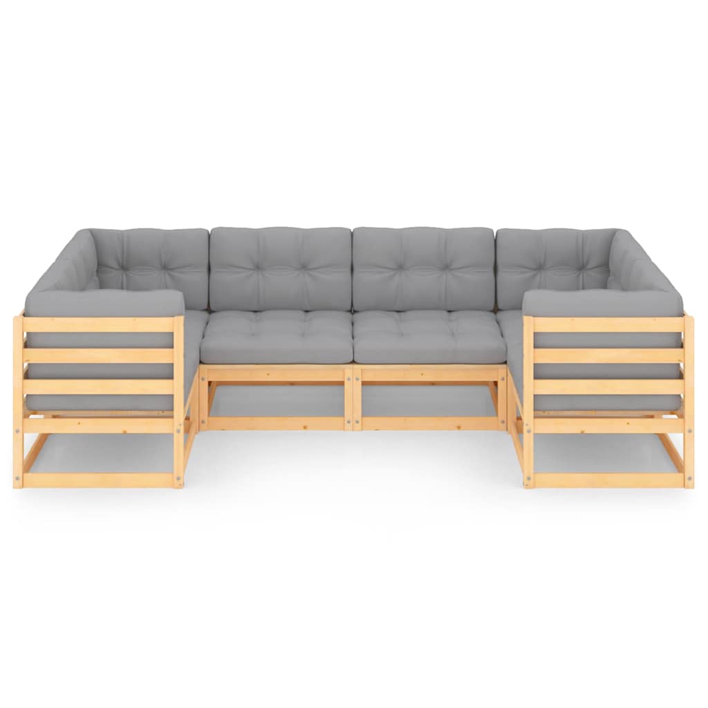 Set Divani Giardino 6 pz con Cuscini in Legno Massello di Pino