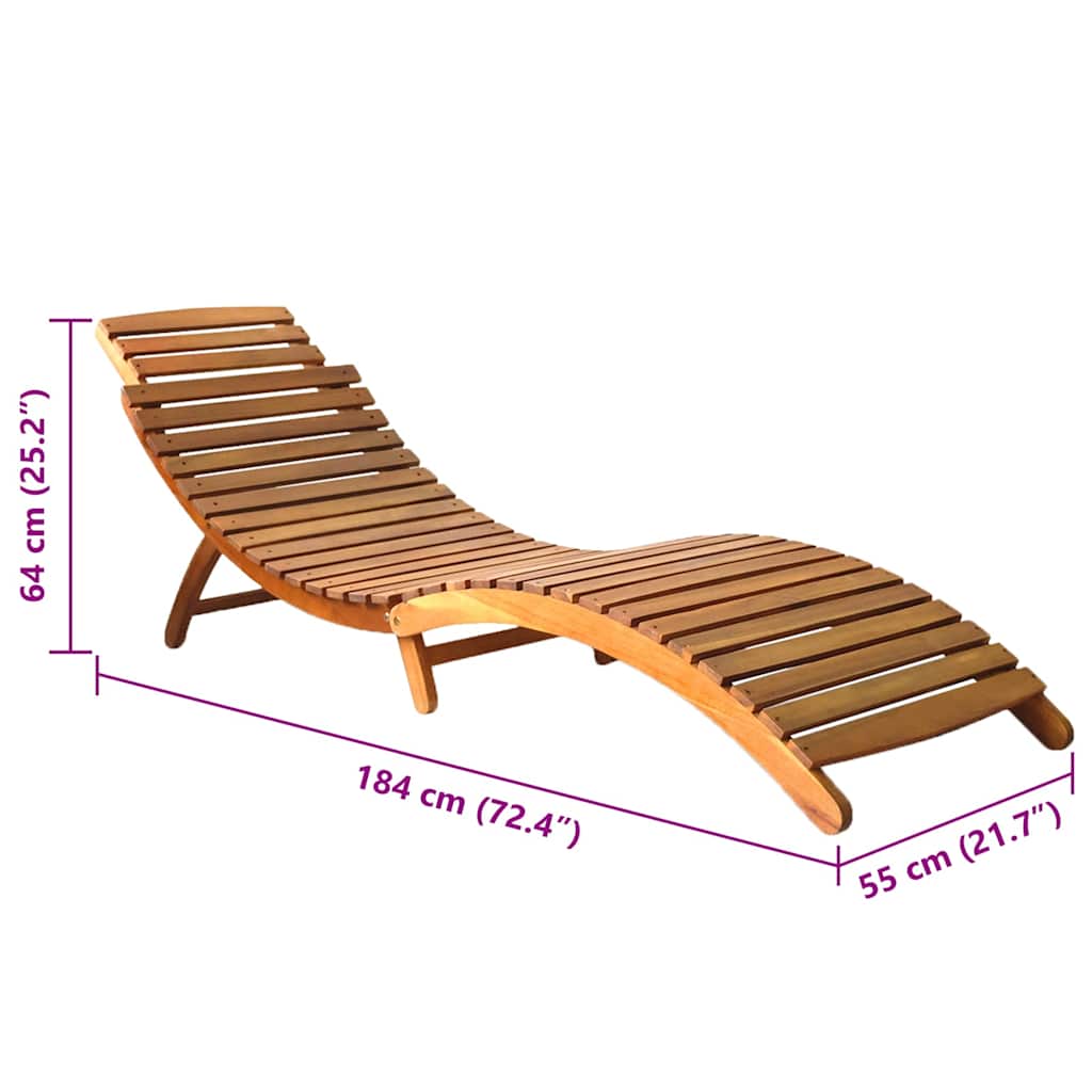 Lettini Prendisole 2 pz con Cuscini in Legno Massello d'Acacia