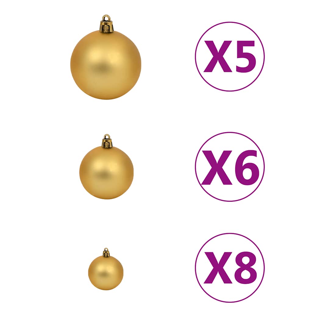 Set Albero Natale Artificiale a Metà LED Palline Bianco 120cm