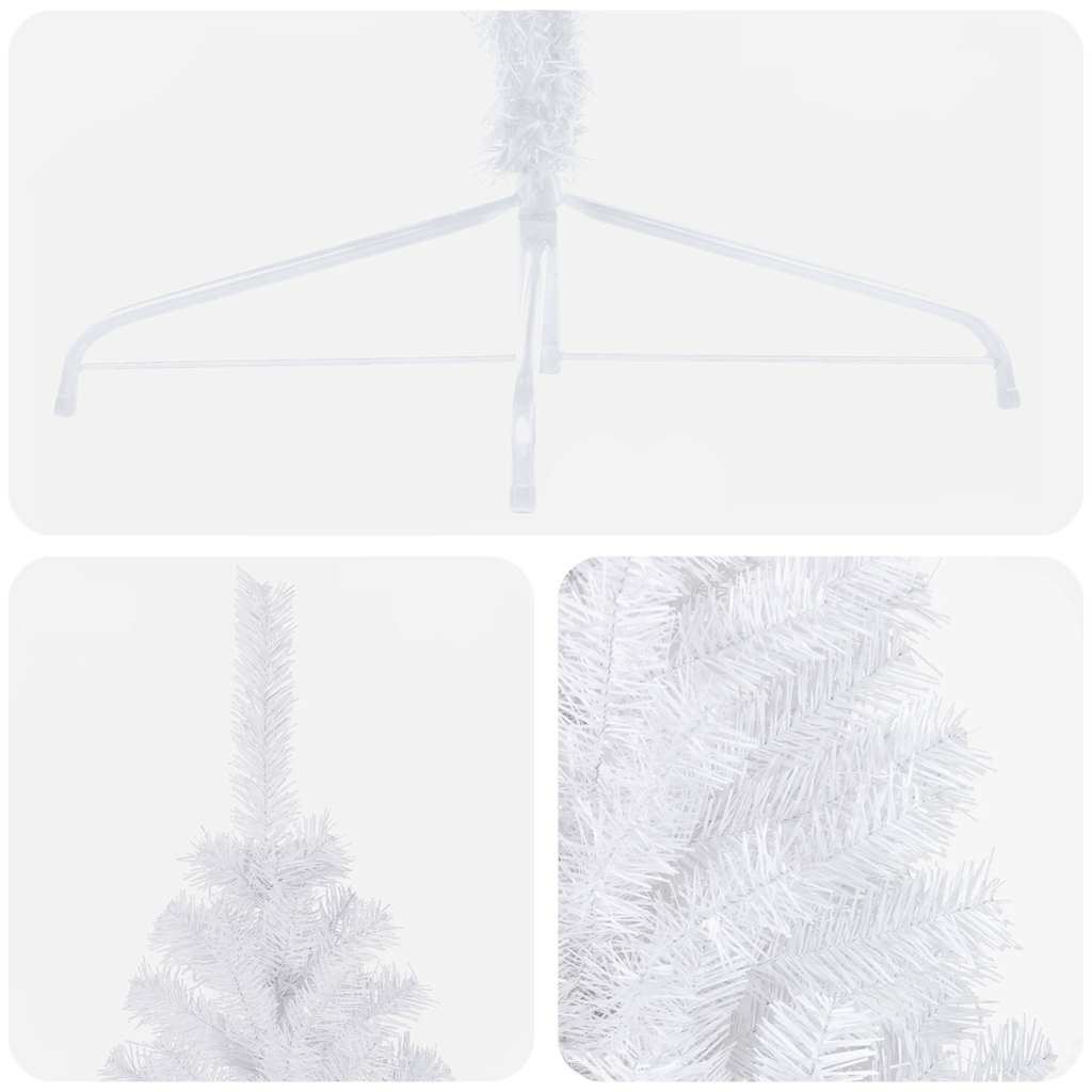 Set Albero Natale Artificiale a Metà LED Palline Bianco 210cm