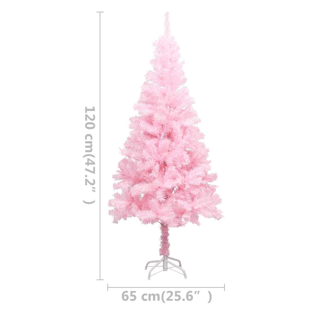 Albero di Natale Preilluminato con Palline Rosa 120 cm PVC