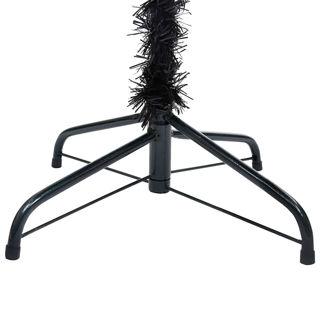 Albero di Natale Preilluminato con Palline Nero 180 cm PVC