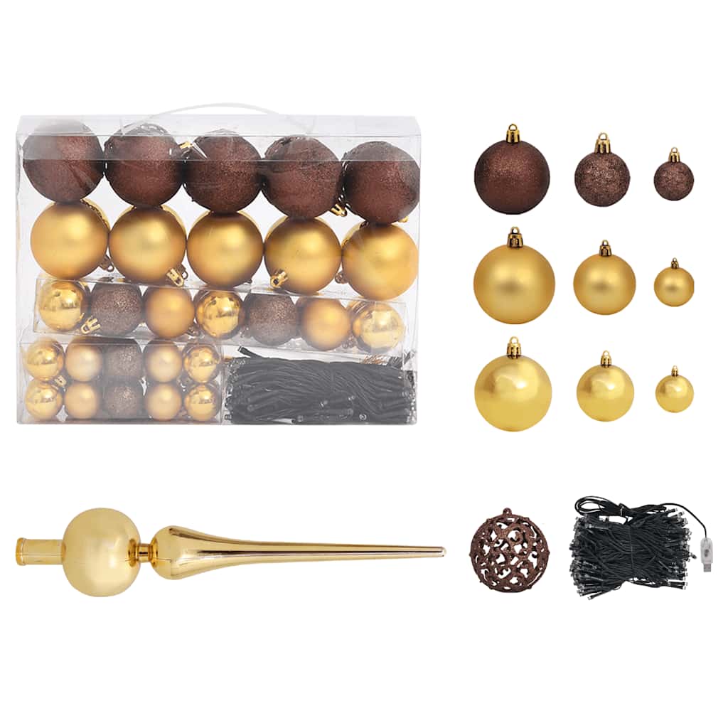 Albero di Natale Preilluminato con Palline Nero 240 cm PVC