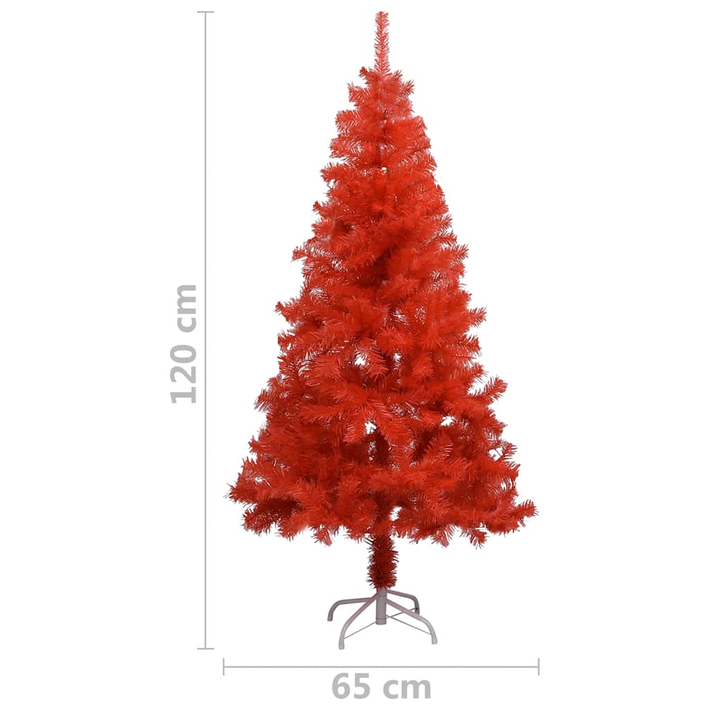 Albero di Natale Preilluminato con Palline Rosso 120 cm PVC