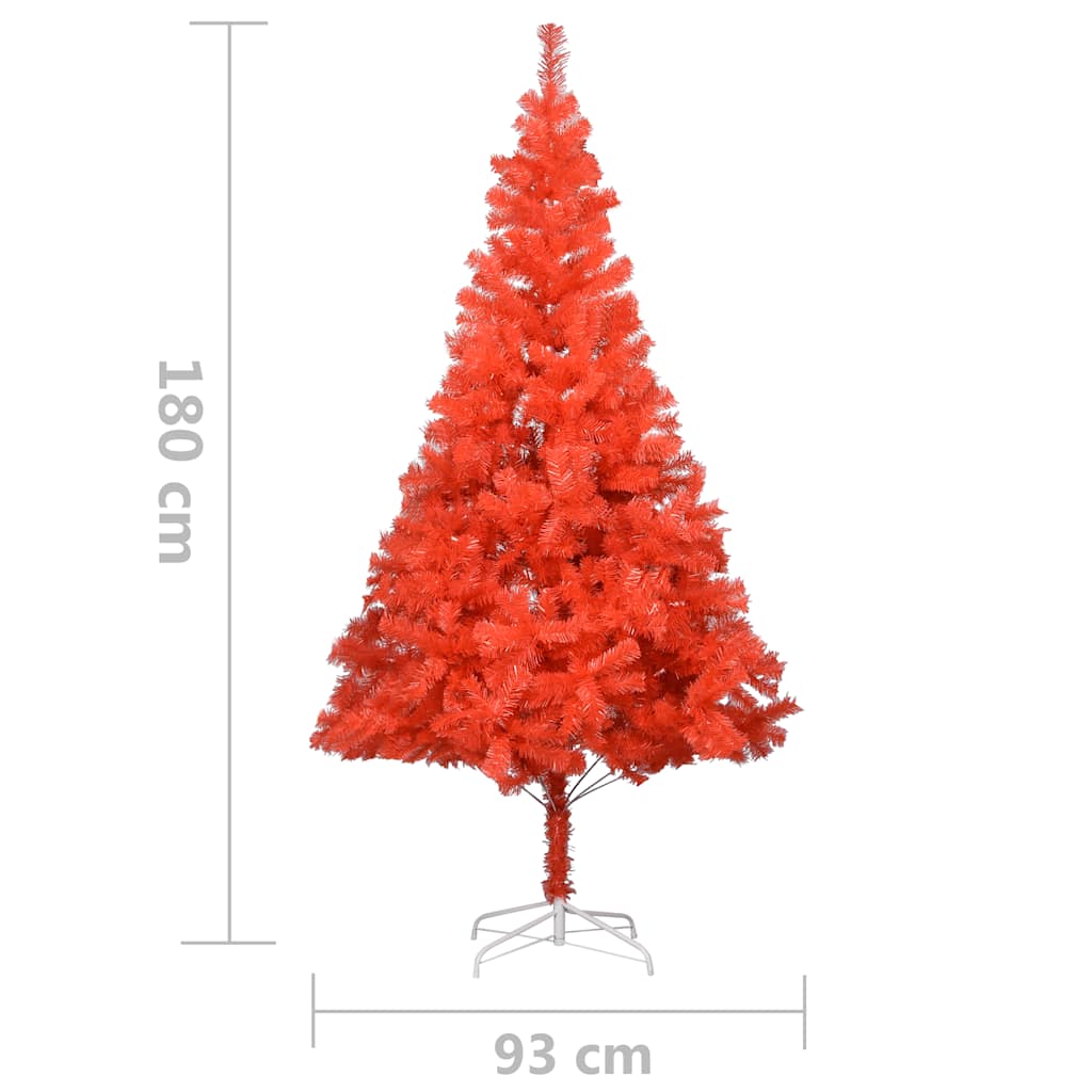 Albero di Natale Preilluminato con Palline Rosso 180 cm PVC