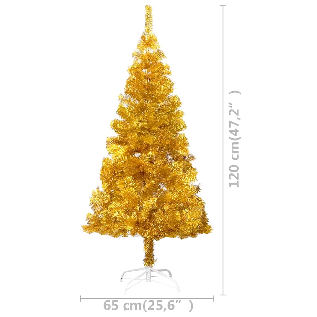 Albero di Natale Preilluminato con Palline Oro 120 cm PET