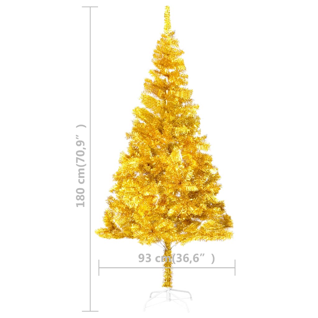 Albero di Natale Preilluminato con Palline Oro 180 cm PET