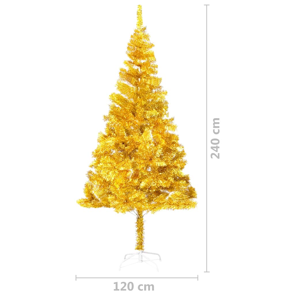 Albero di Natale Preilluminato con Palline Oro 240 cm PET