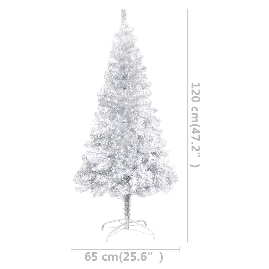 Albero di Natale Preilluminato con Palline Argento 120 cm PET