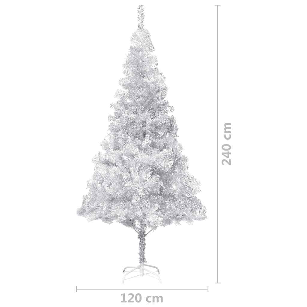 Albero di Natale Preilluminato con Palline Argento 240 cm PET
