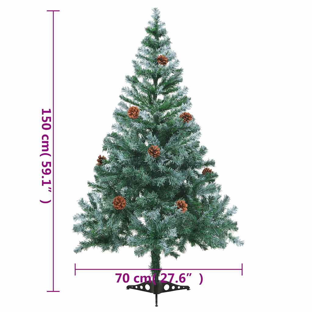 Albero di Natale Satinato Preiluminato Palline e Pigne 150 cm