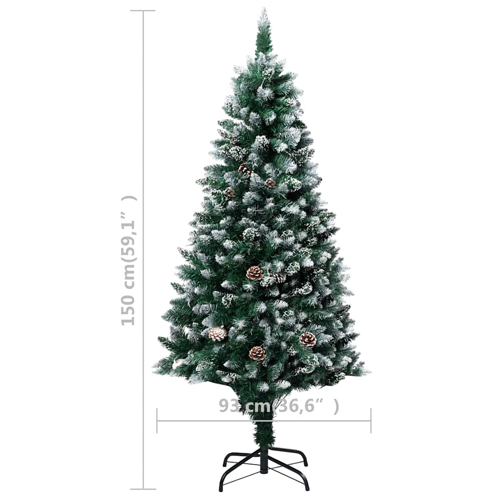 Albero di Natale Artificiale con LED e Set di Palline e Pigne 150 cm
