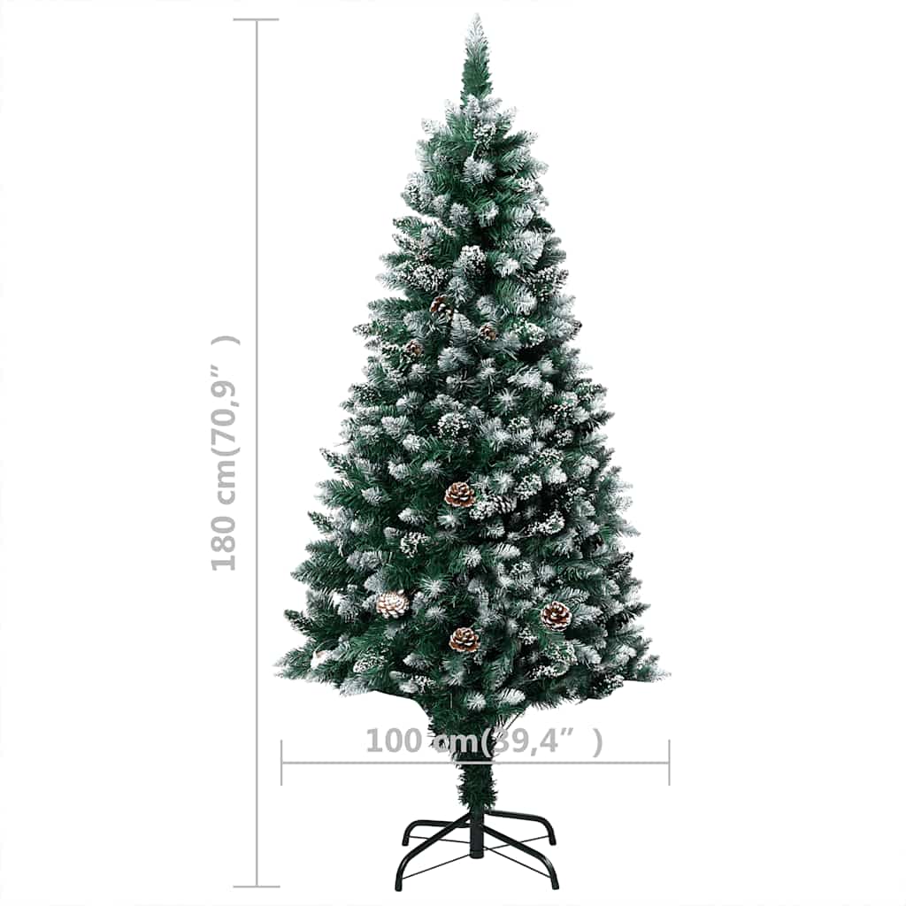 Albero di Natale Artificiale con LED e Set di Palline e Pigne 180 cm