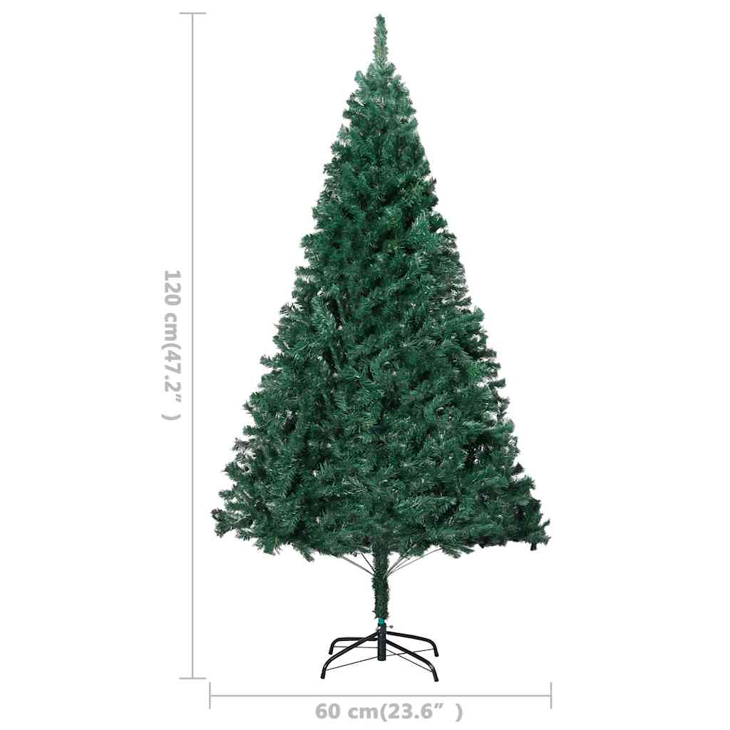 Albero di Natale Preilluminato con Palline Verde 120 cm PVC