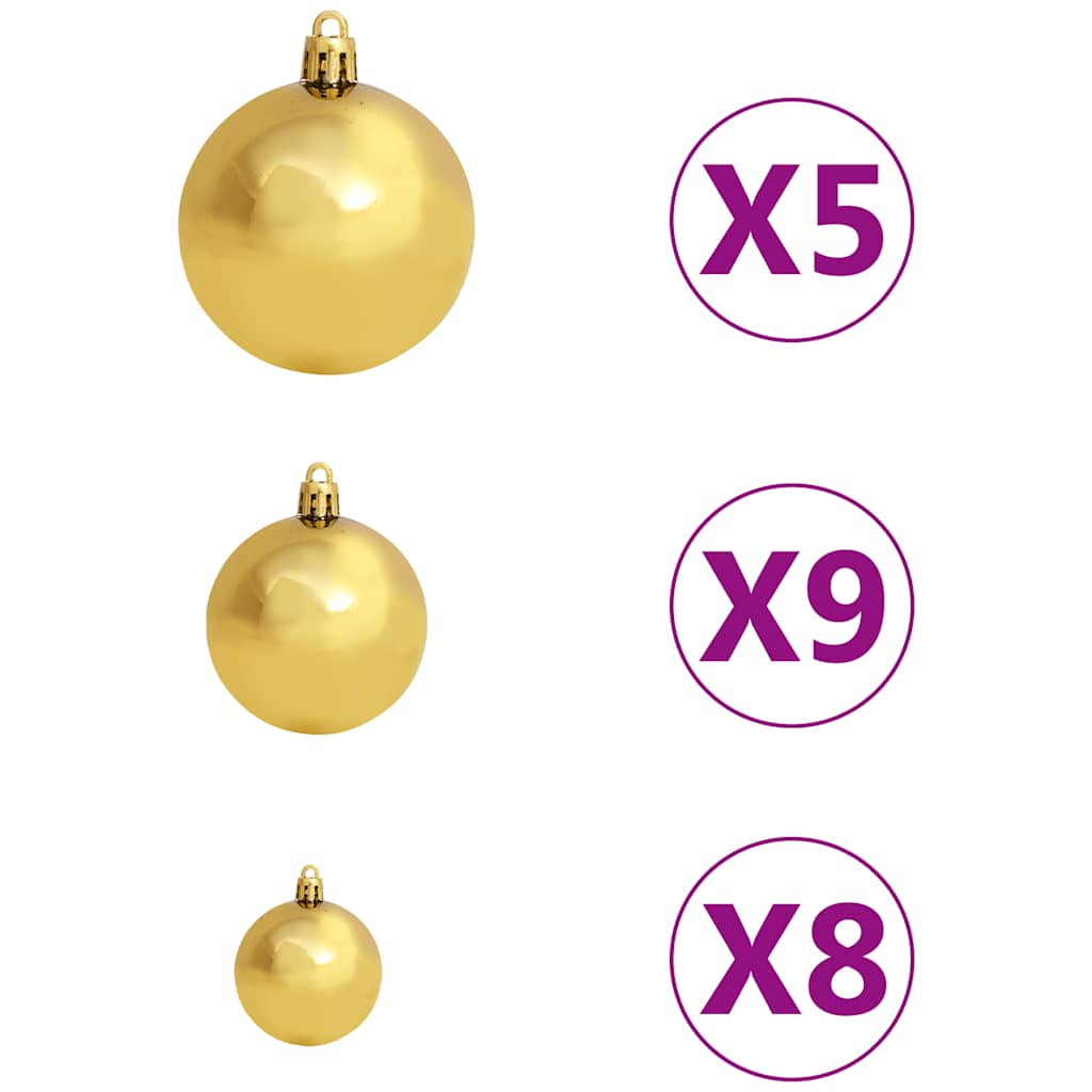 Albero di Natale Preilluminato con Palline Verde 180 cm PVC