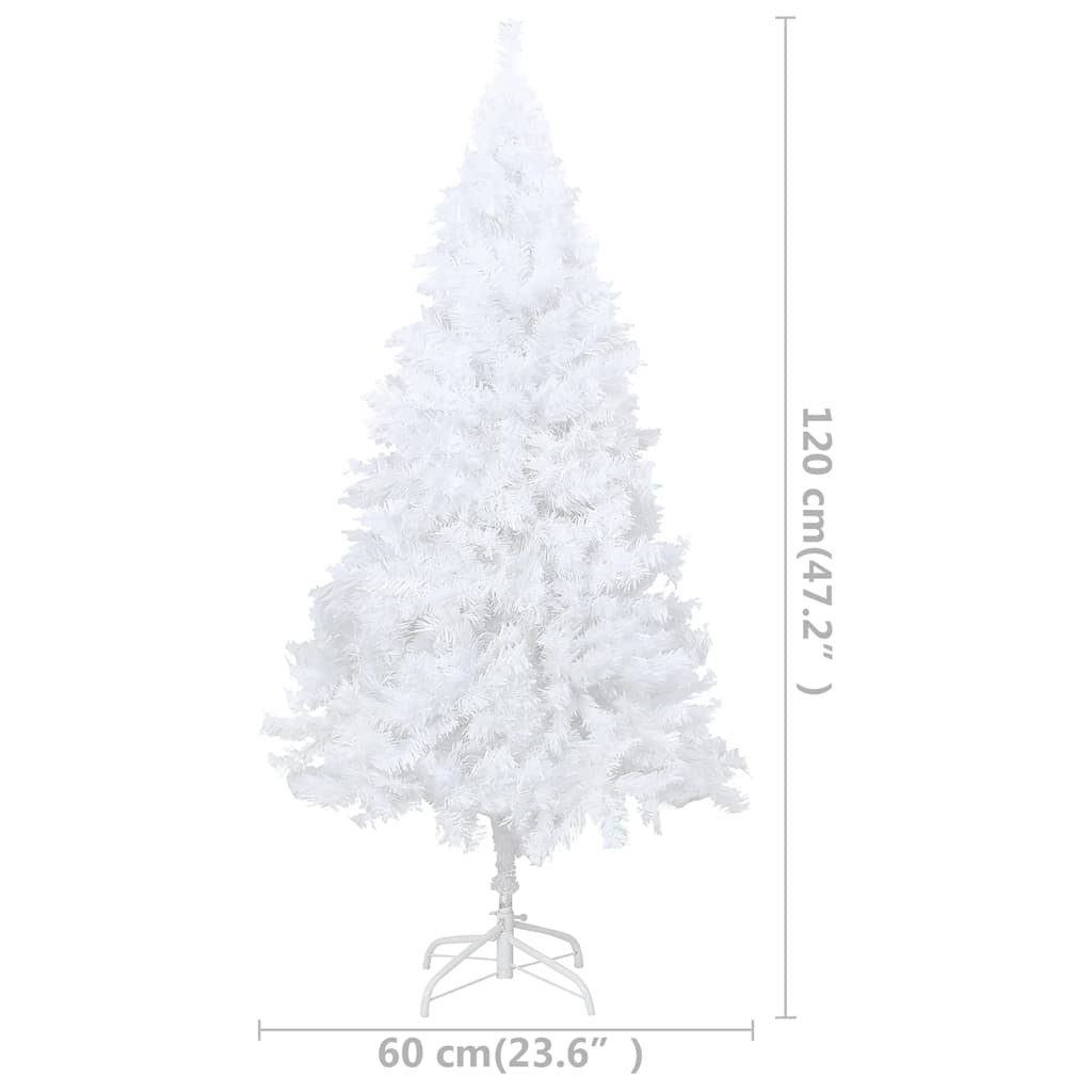 Albero di Natale Preilluminato con Palline Bianco 120 cm PVC
