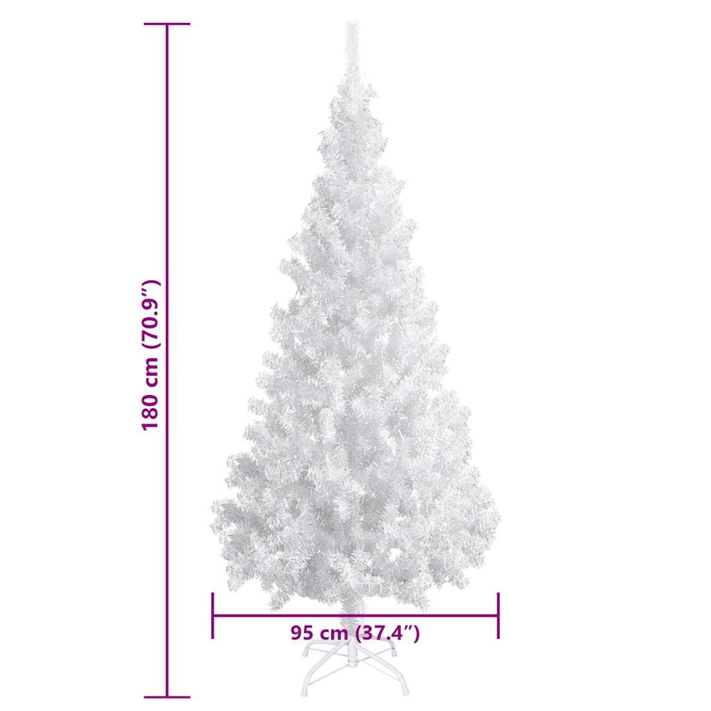 Albero di Natale Preilluminato con Palline Bianco 180 cm PVC