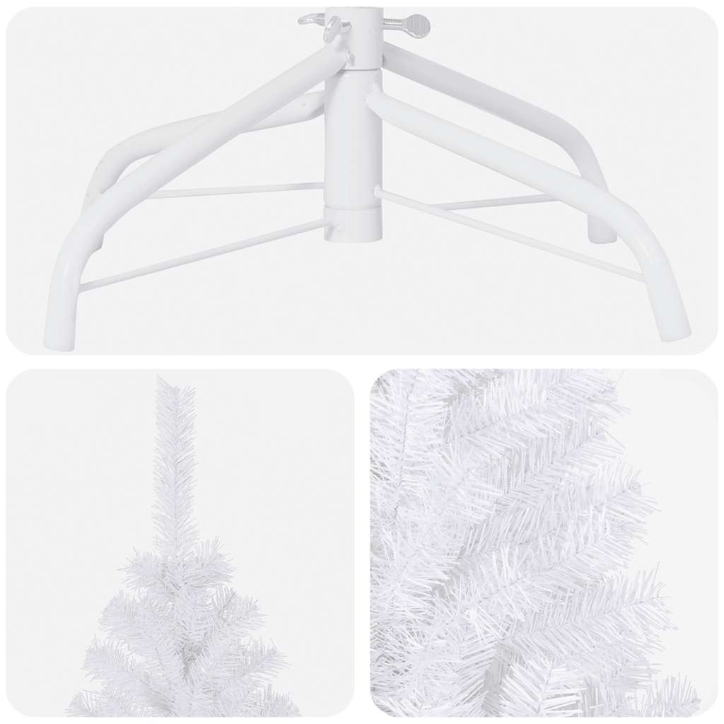 Albero di Natale Preilluminato con Palline Bianco 180 cm PVC