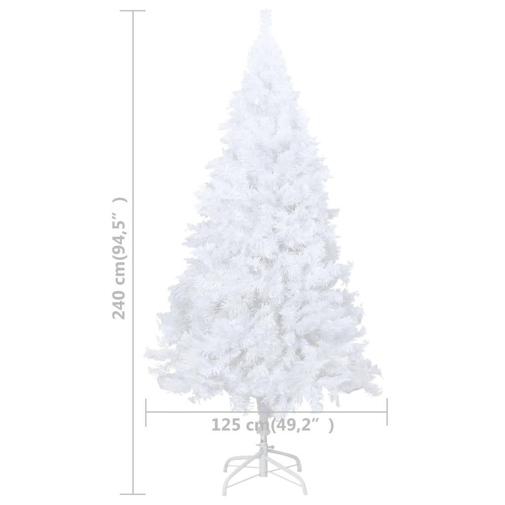 Albero di Natale Preilluminato con Palline Bianco 240 cm PVC